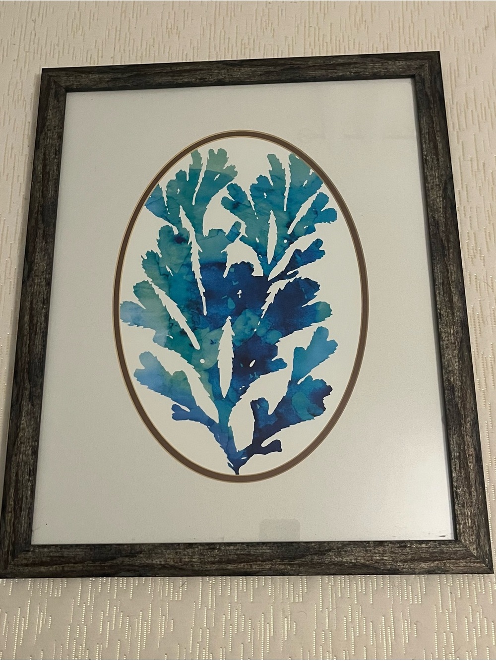 Framed Watercolor Print Coral Blue Wall Art